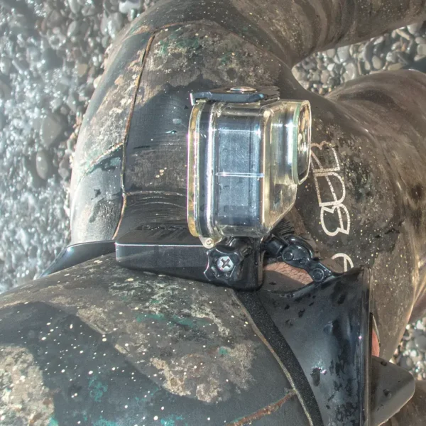 Soporte vertical para máscara de pesca submarina o apnea. Grabar reels, short, tiktok. Go Pro, DJI, Insta360